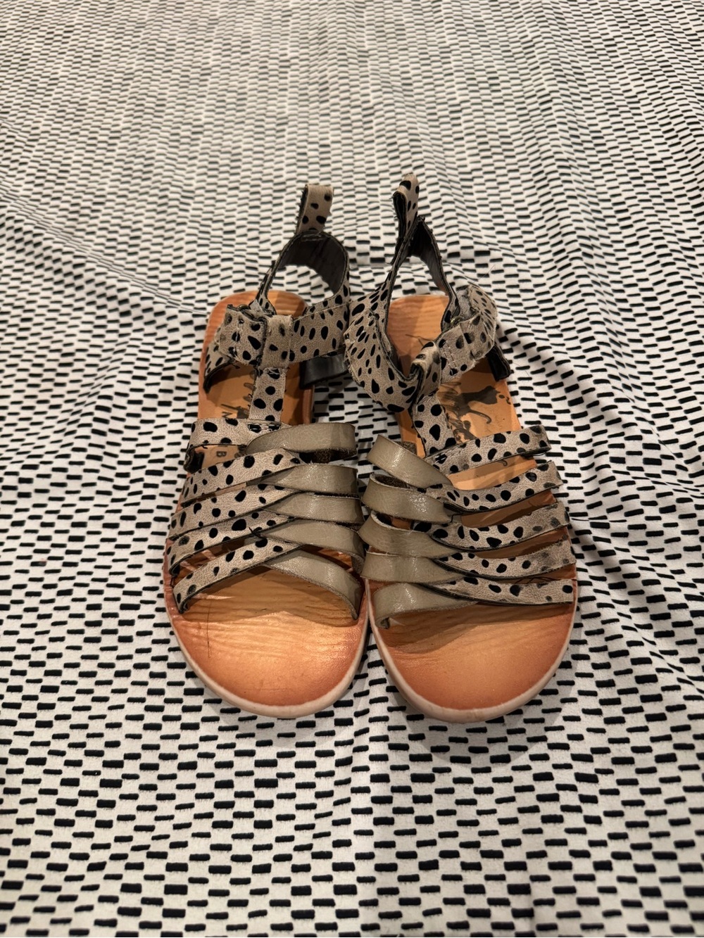 Blowfish Taupe Polka Dot Strappy Kids Sandals (1)